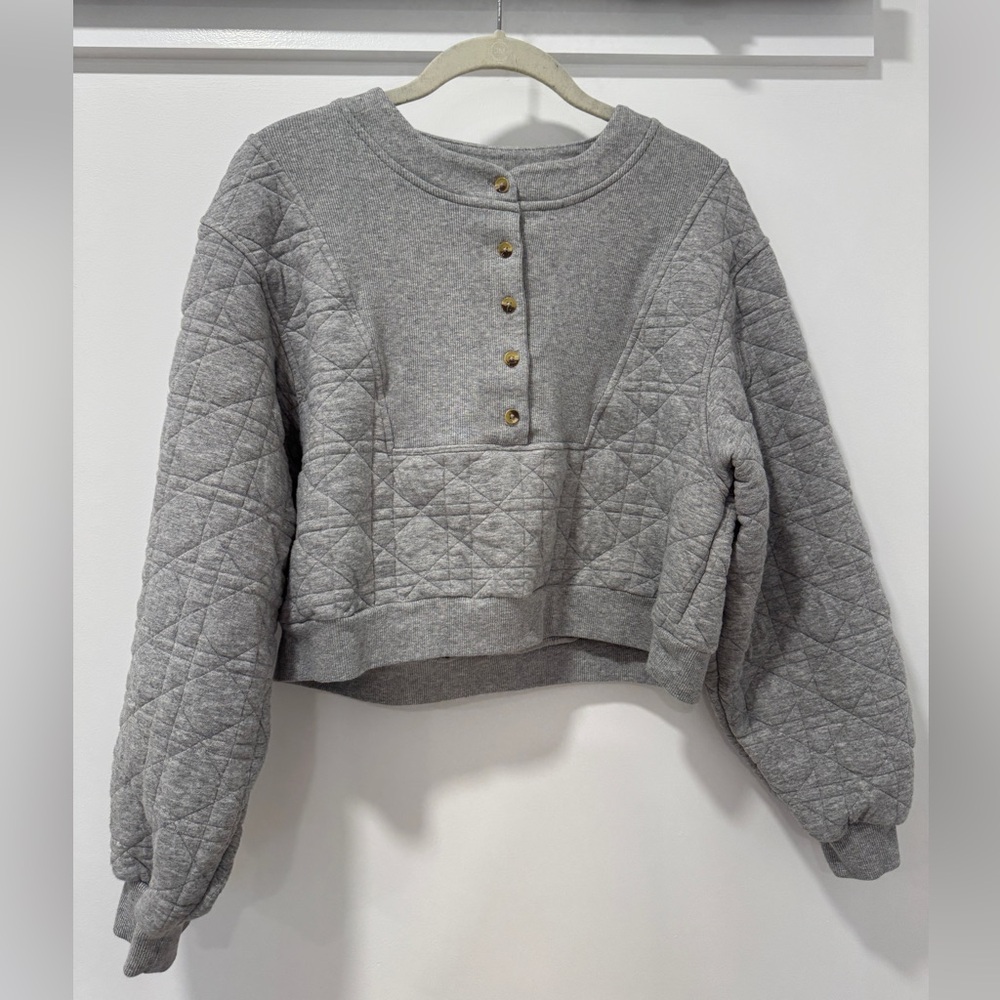 Anthropologie Quilted Button-Front Top